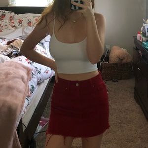 pacsun red jean skirt